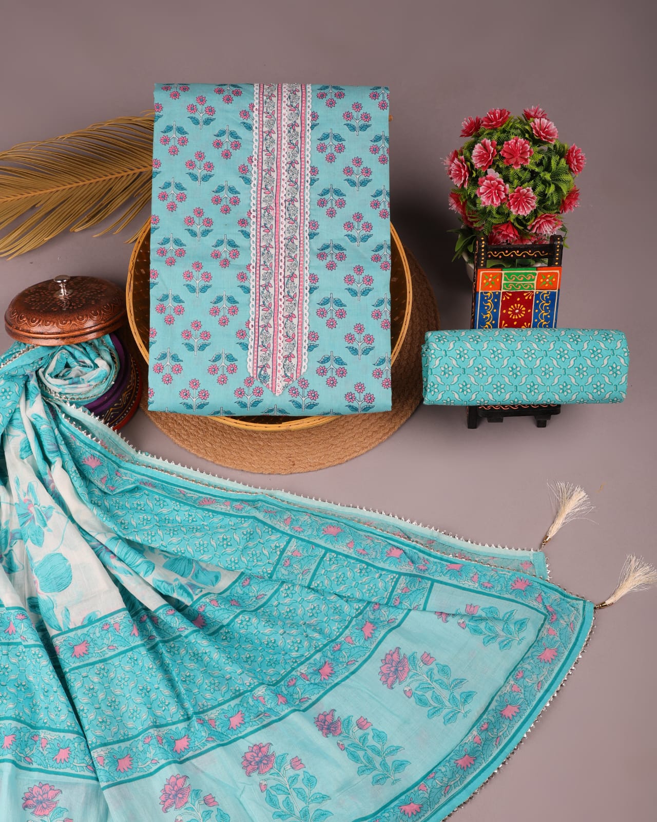 Aarti | cotton suit fabric with gota patti