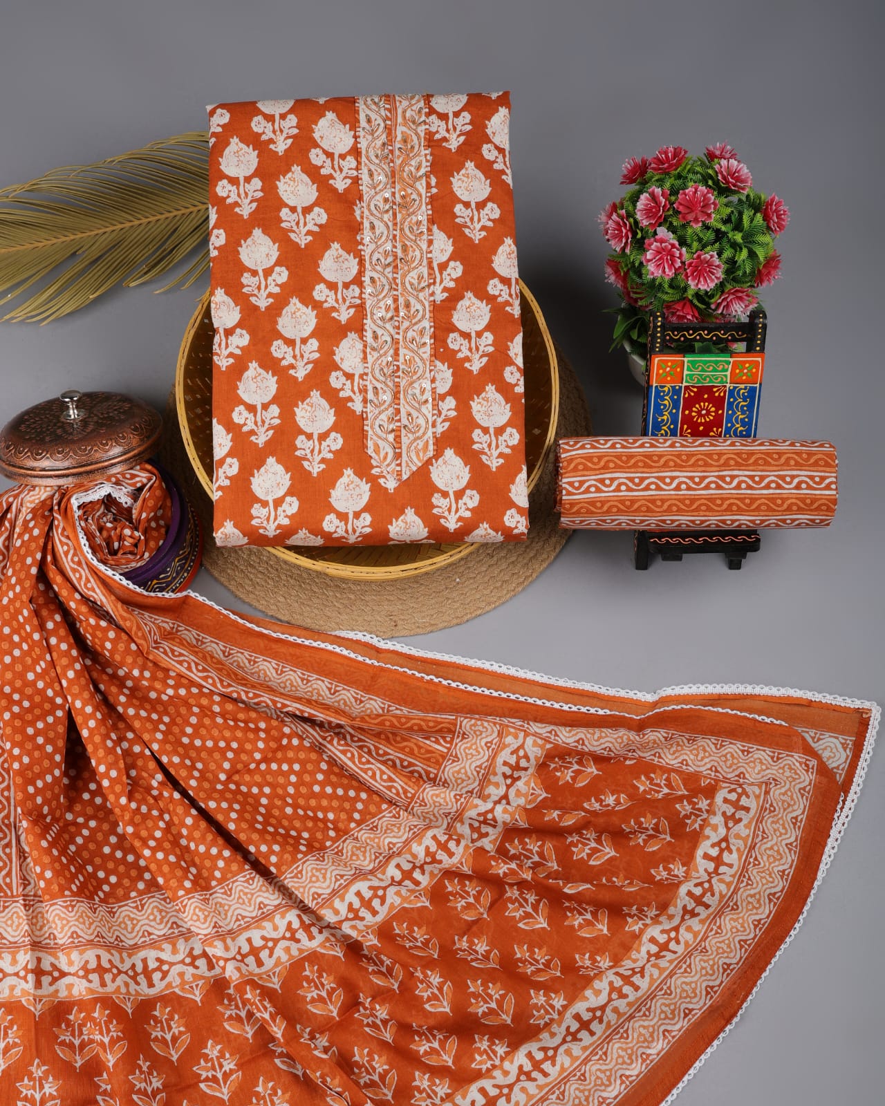 Aarti | cotton suit fabric with gota patti