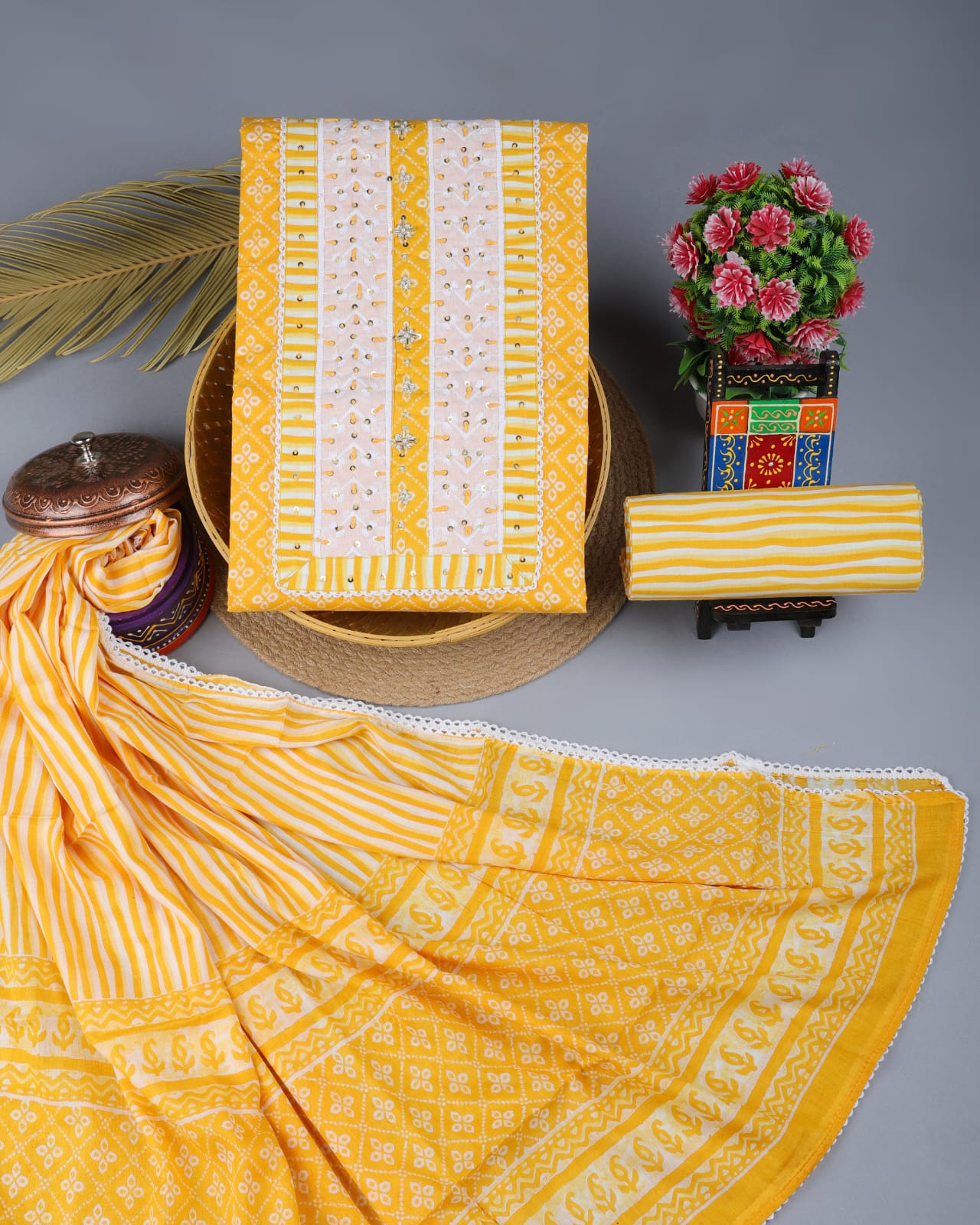 Aarti | cotton suit fabric with gota patti