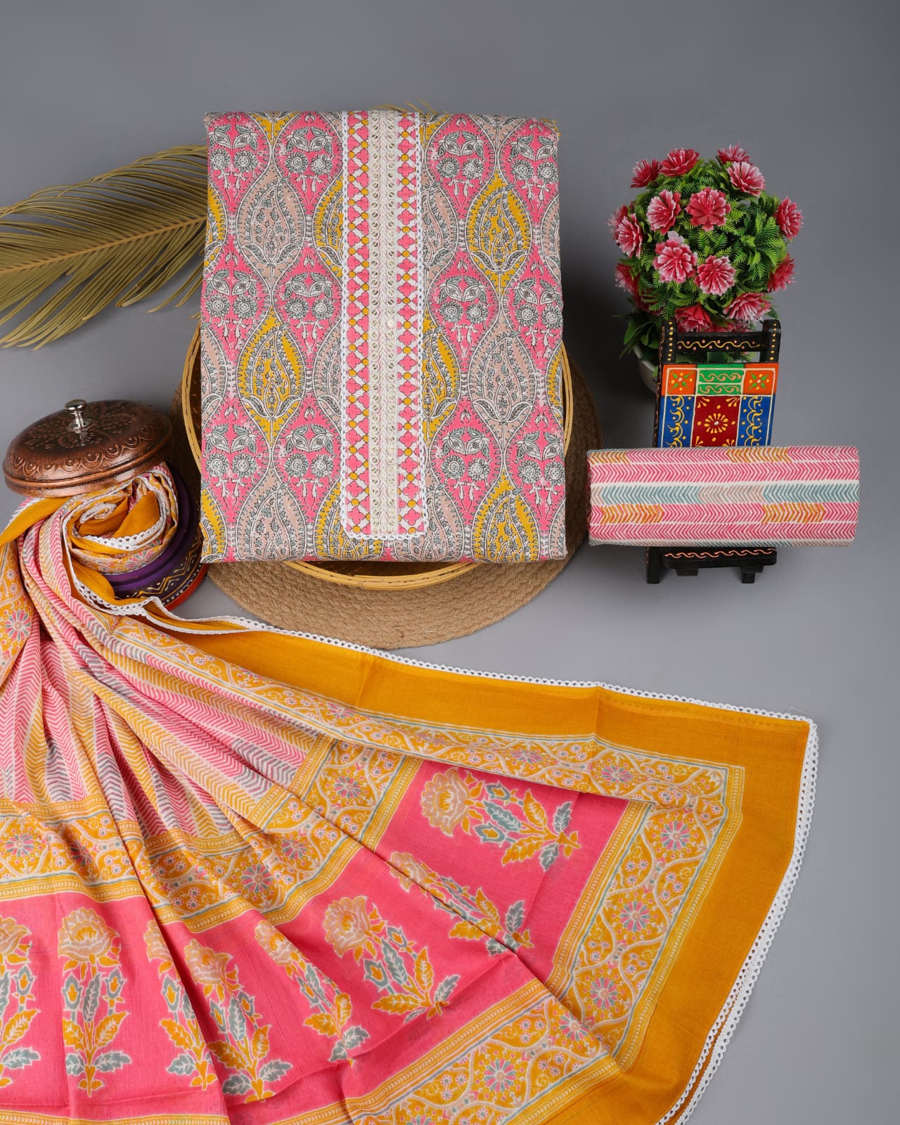 Aarti | cotton suit fabric with gota patti