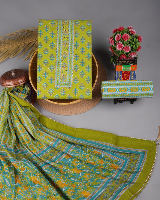 Aaran | cotton suit fabric with gota patti