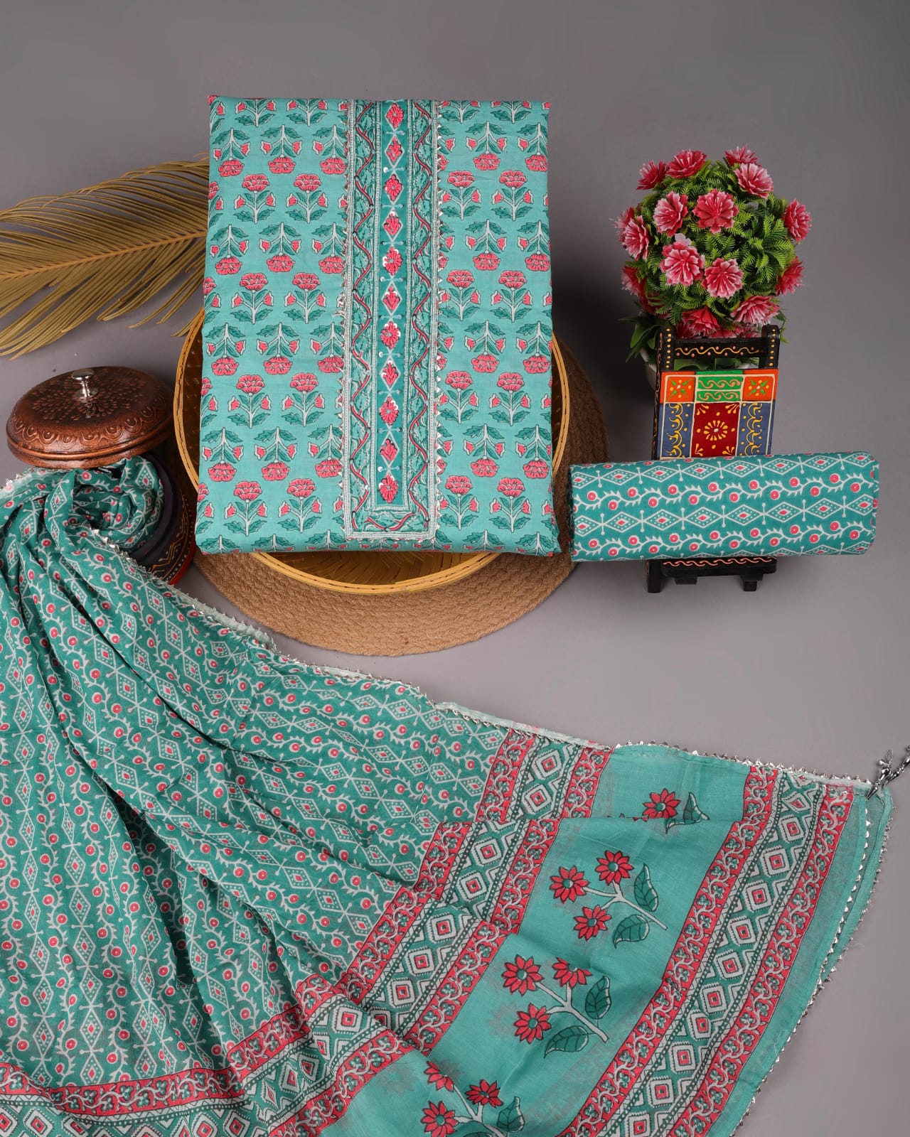 Aarti | cotton suit fabric with gota patti