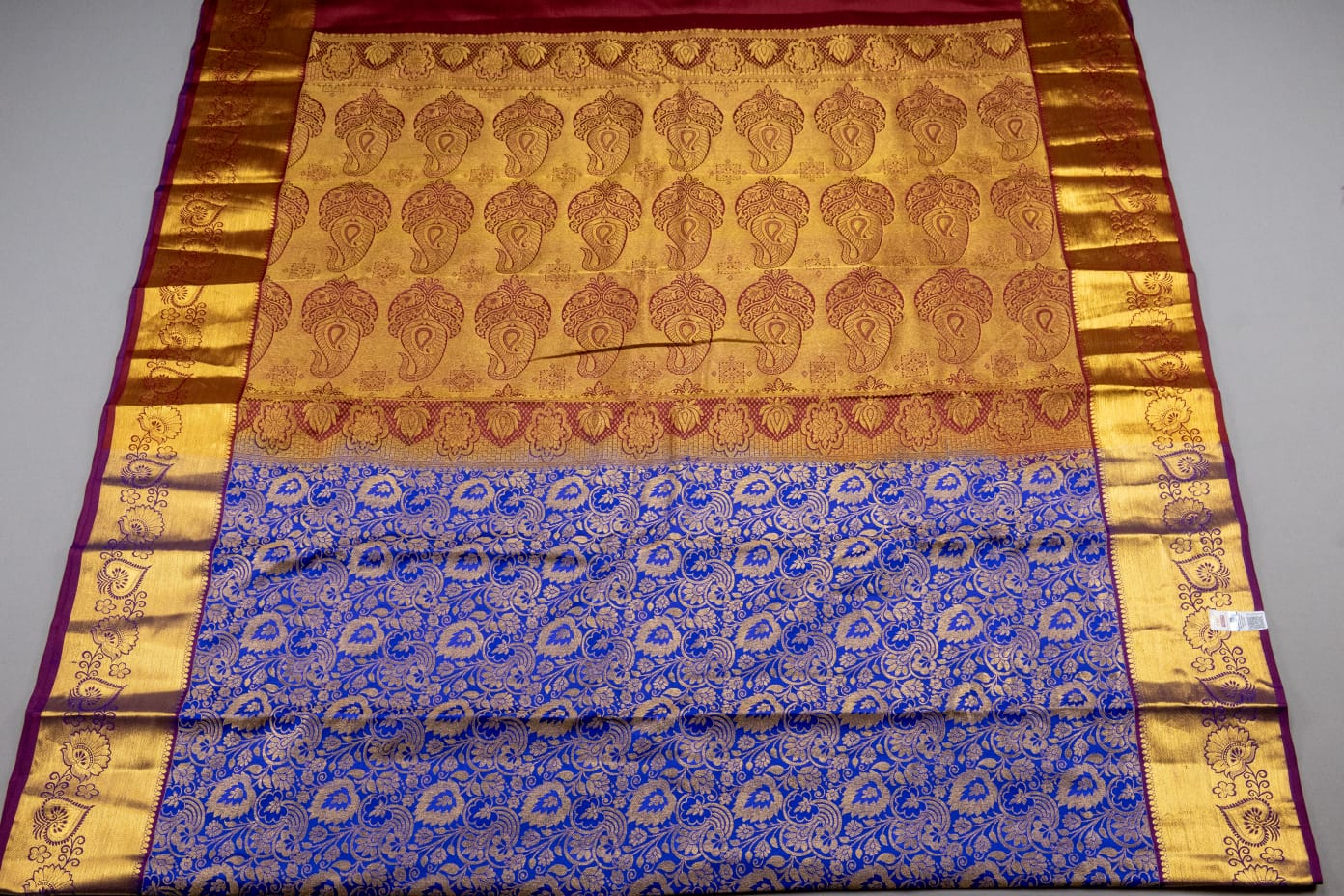 Mohur | Kanchipuram Pure silk saree with zari border