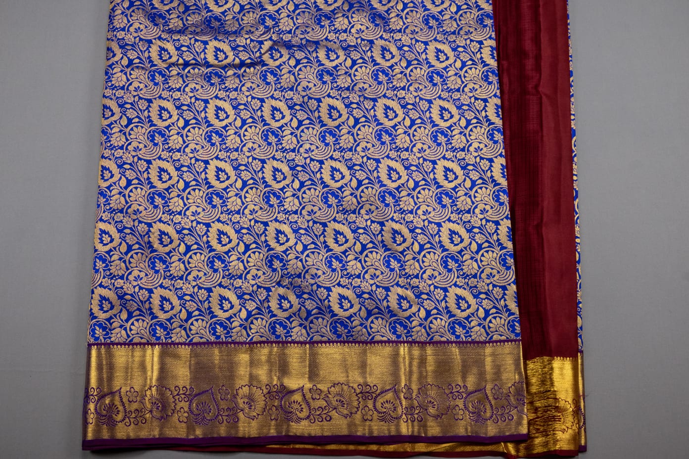 Mohur | Kanchipuram Pure silk saree with zari border