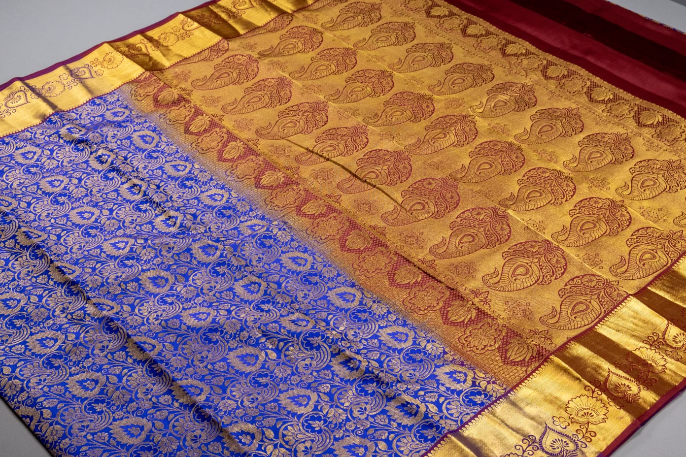 Mohur | Kanchipuram Pure silk saree with zari border