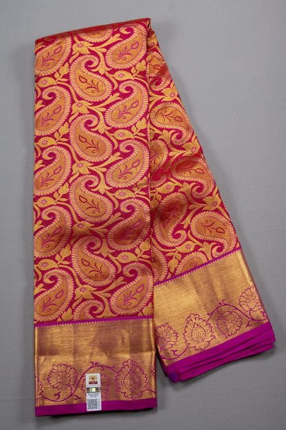 Mohur | Kanchipuram Pure silk saree with zari border