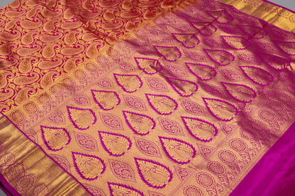 Mohur | Kanchipuram Pure silk saree with zari border