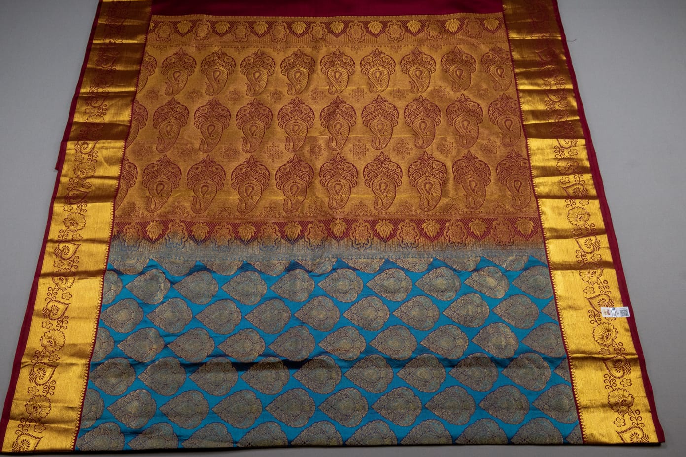 Mohur | Kanchipuram Pure silk saree with zari border