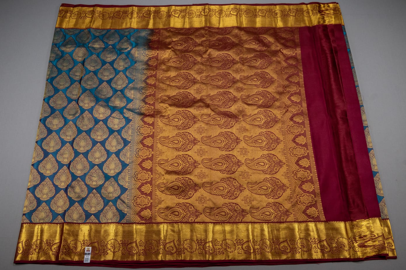 Mohur | Kanchipuram Pure silk saree with zari border