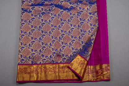 Mohur | Kanchipuram Pure silk saree with zari border