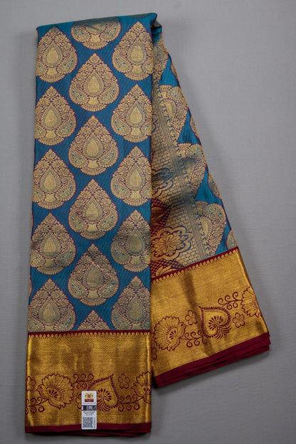 Mohur | Kanchipuram Pure silk saree with zari border