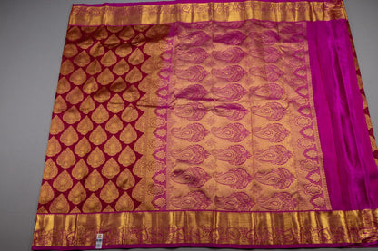 Mohur | Kanchipuram Pure silk saree with zari border