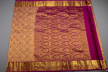 Mohur | Kanchipuram Pure silk saree with zari border