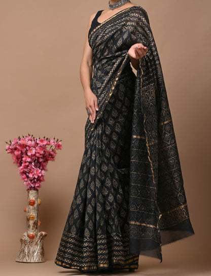 Nakhra | hand block printed chanderi sarees