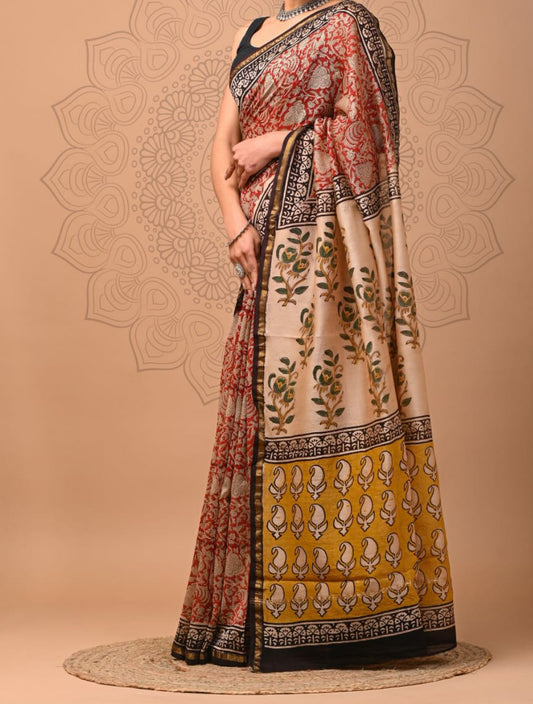 Nazakat | hand block printed chanderi sarees