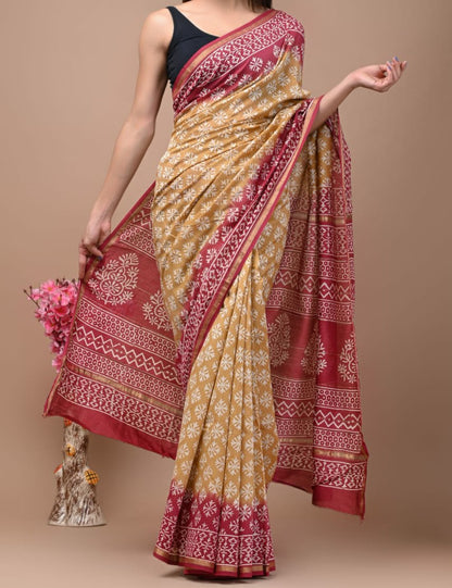 Aafat | hand block printed chanderi sarees