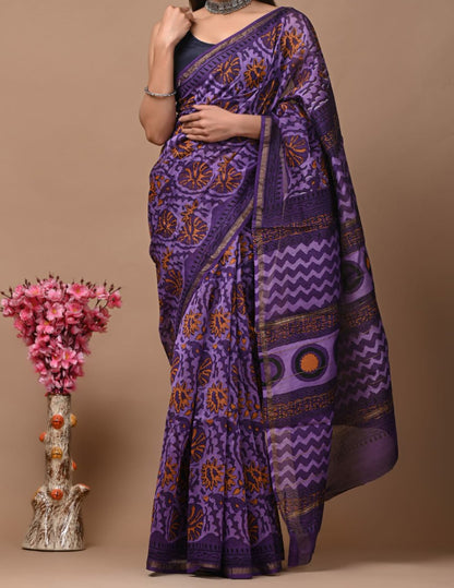 Aafat | hand block printed chanderi sarees