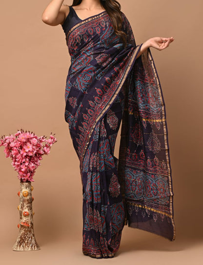 Nazakat | hand block printed chanderi sarees