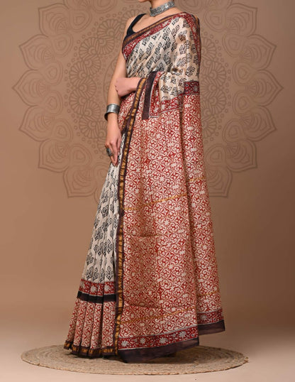 Nazakat | hand block printed chanderi sarees