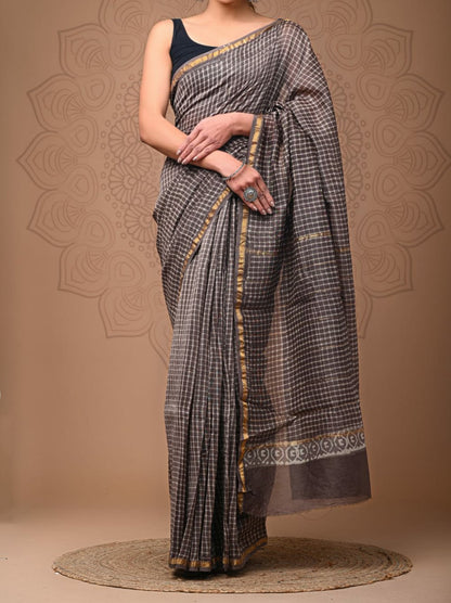 Aafat | hand block printed chanderi sarees