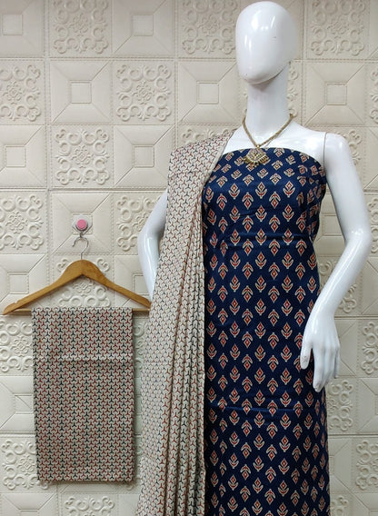 Soft cotton block printed suit