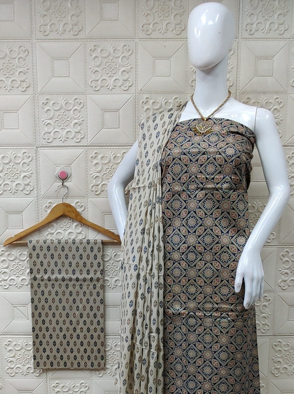 Soft cotton block printed suit