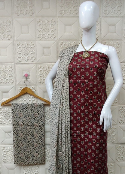 Soft cotton block printed suit