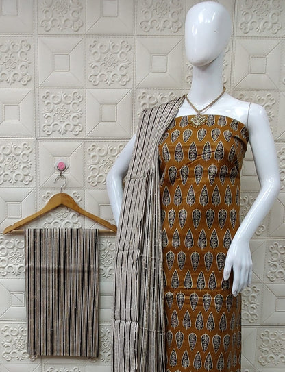 Soft cotton block printed suit