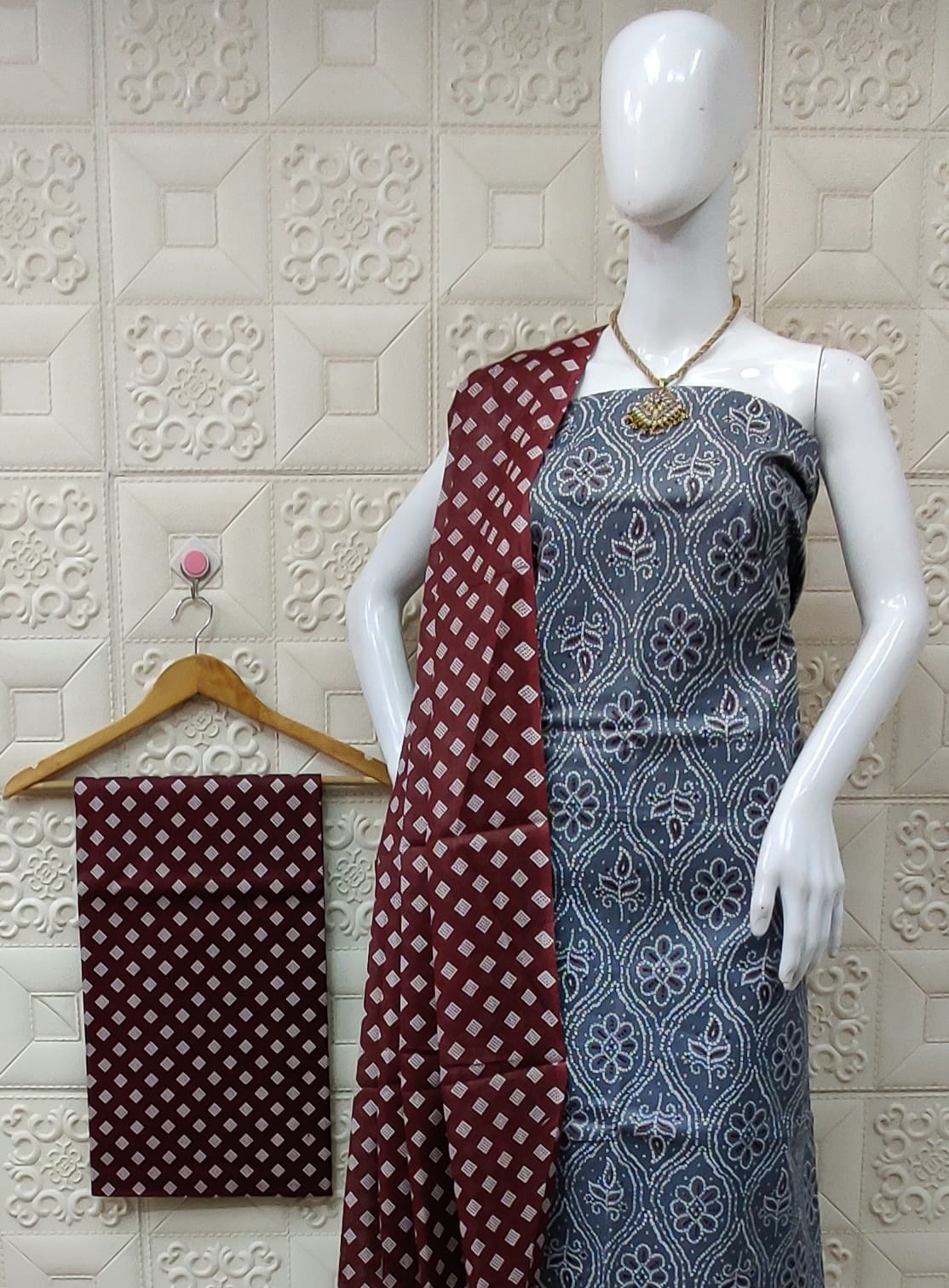 Soft cotton block printed suit