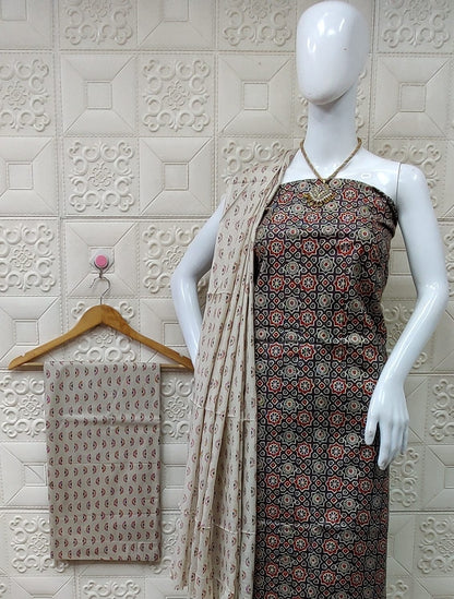 Soft cotton block printed suit