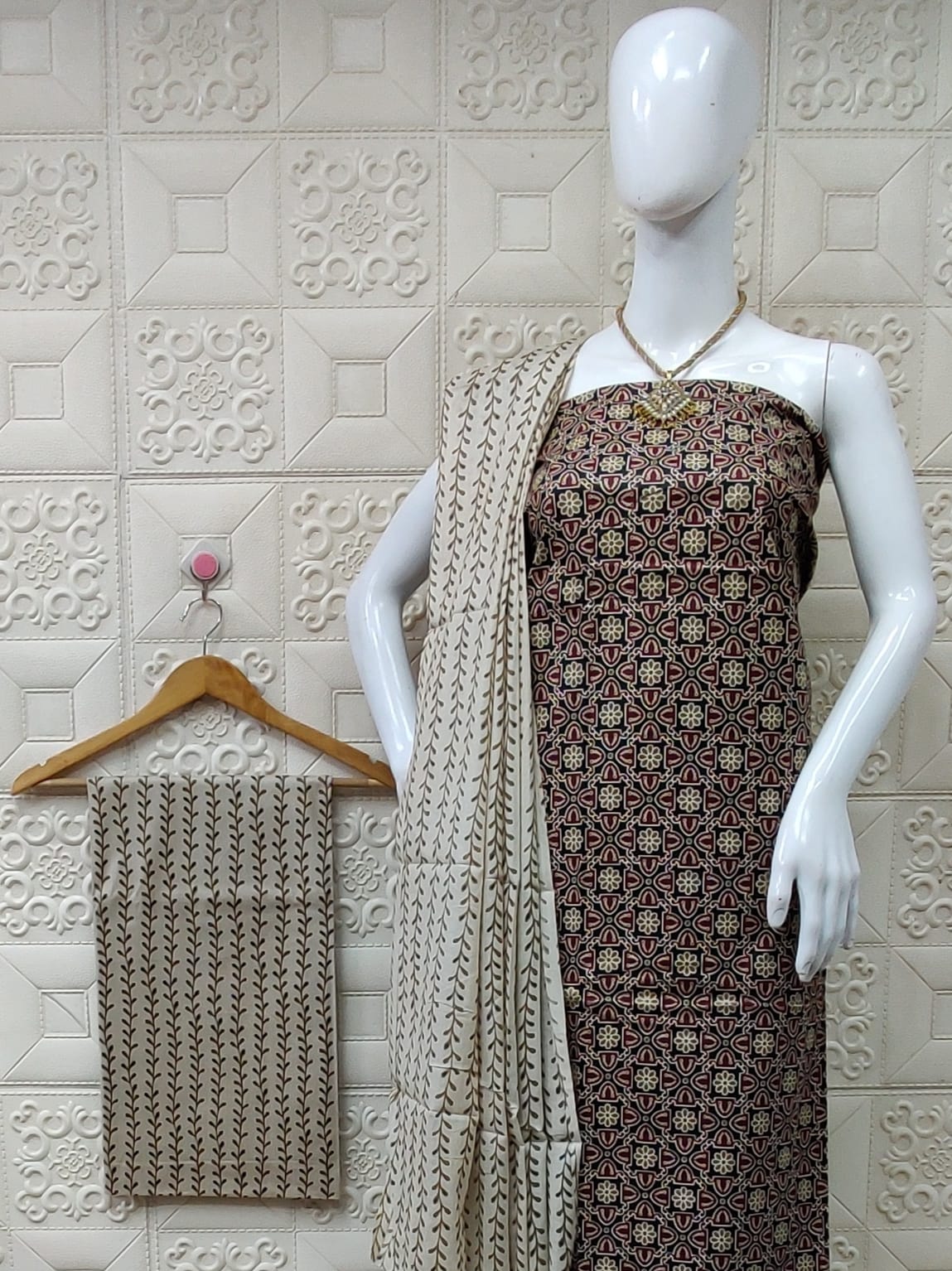 Soft cotton block printed suit