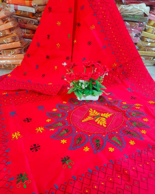 Utkirnan | kantha stitch saree in assam silk