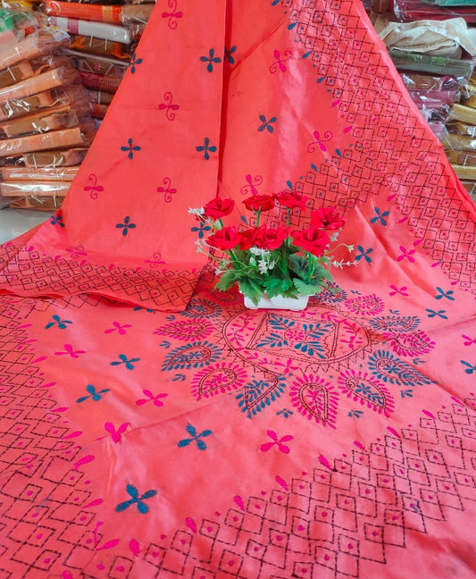 Nakshi | kantha stitch saree in assam silk