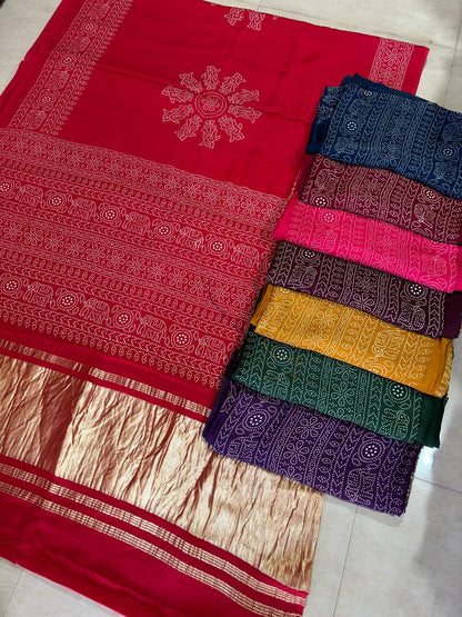 Kataar- lehariya saree with tissue pallu Inbox
