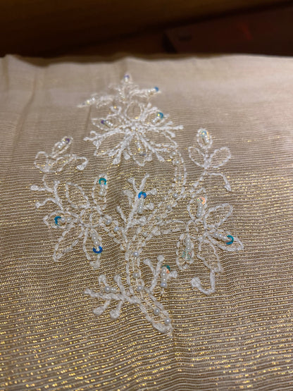 Tissue fabric with chikankari work